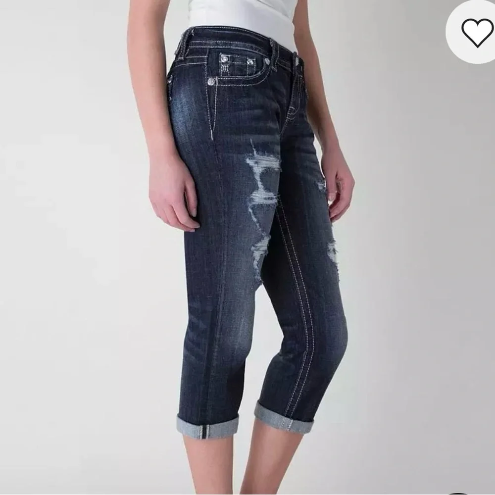 Miss Me Ankle Jeans with Classic Dark Wash Sz 34 mid rise cropped stretchy sz 34 - Picture 5 of 12